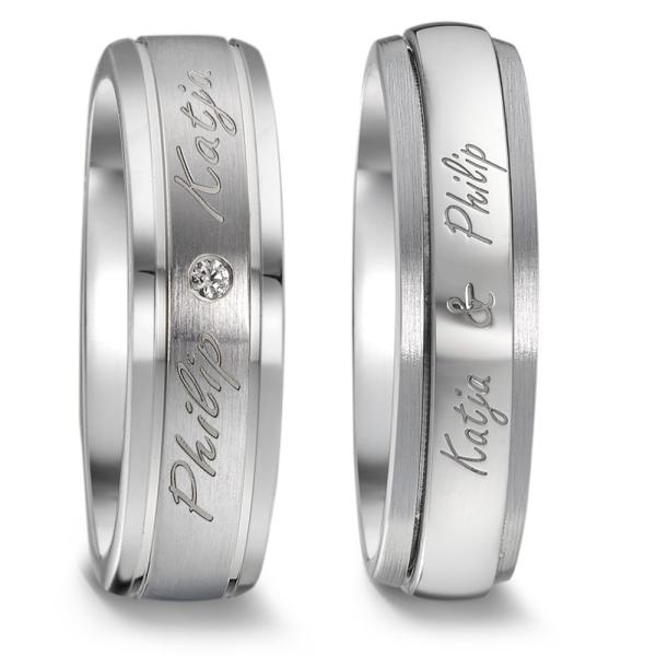 Weidner Trauringe Weissgold 62388 + 72388